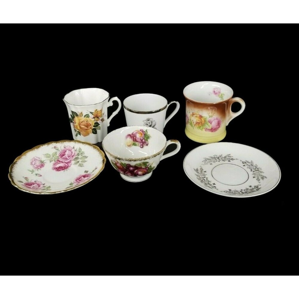 Lot of 4 Teacups and 2 Saucers Mix & Match Royal Grafton Wentworth Rosina Floral